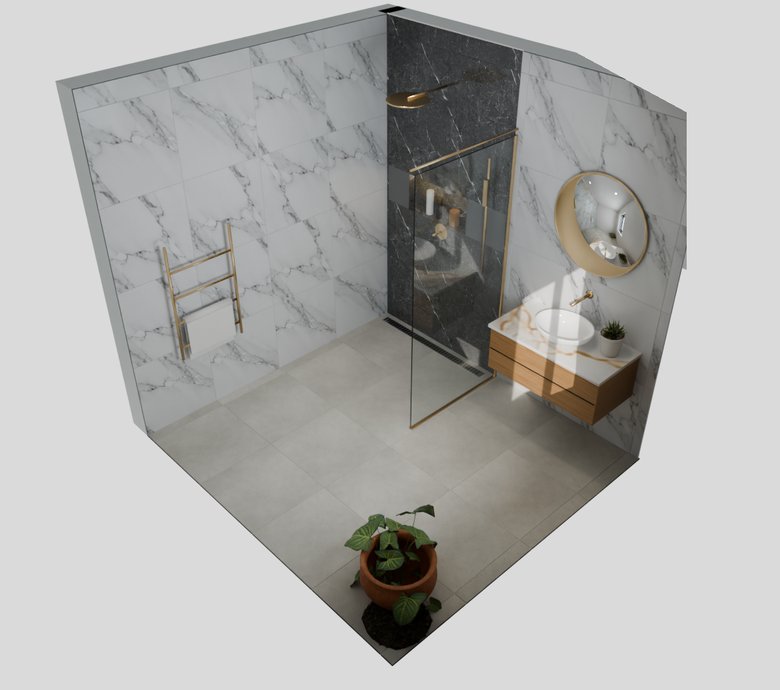 3D model of the bathroom seen from above
